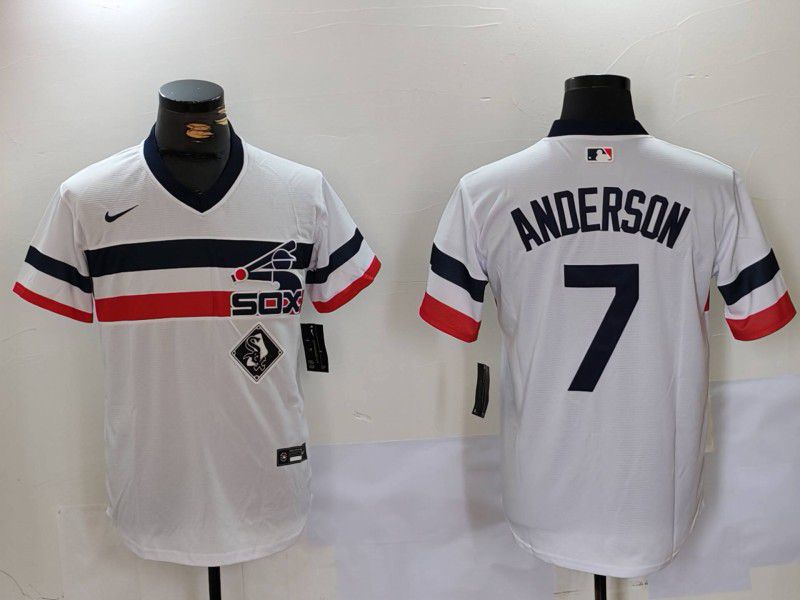 Men Chicago White Sox #7 Anderson White Throwback Game 2024 Nike MLB Jersey style 9022